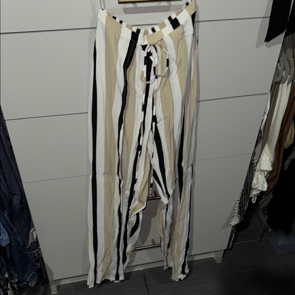 Faithfull the Brand Black and Tan Striped Relaxed Pants